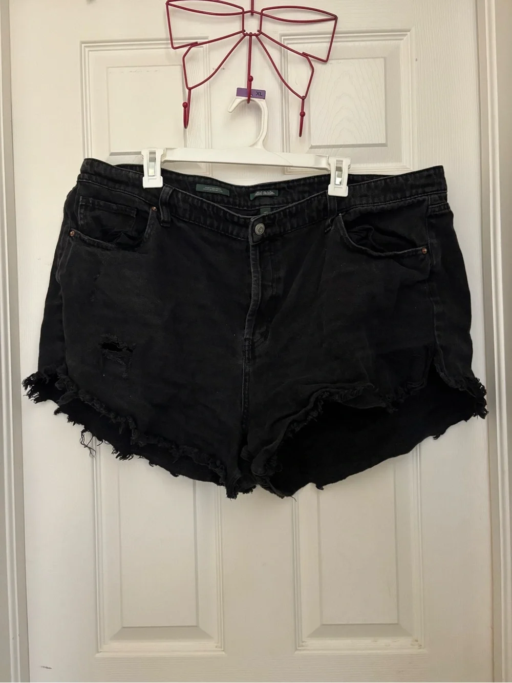 wild fable Black High-Rise Frayed Denim Shorts